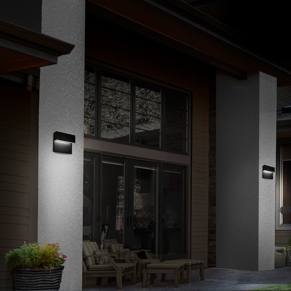 Balance 6in LED Indoor And Outdoor Wall Light 3-CCT 3000K-3500K-4000K Set To 3000K In Black